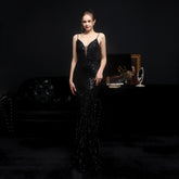 New Sequined Mermaid Evening Backless Formal Dress